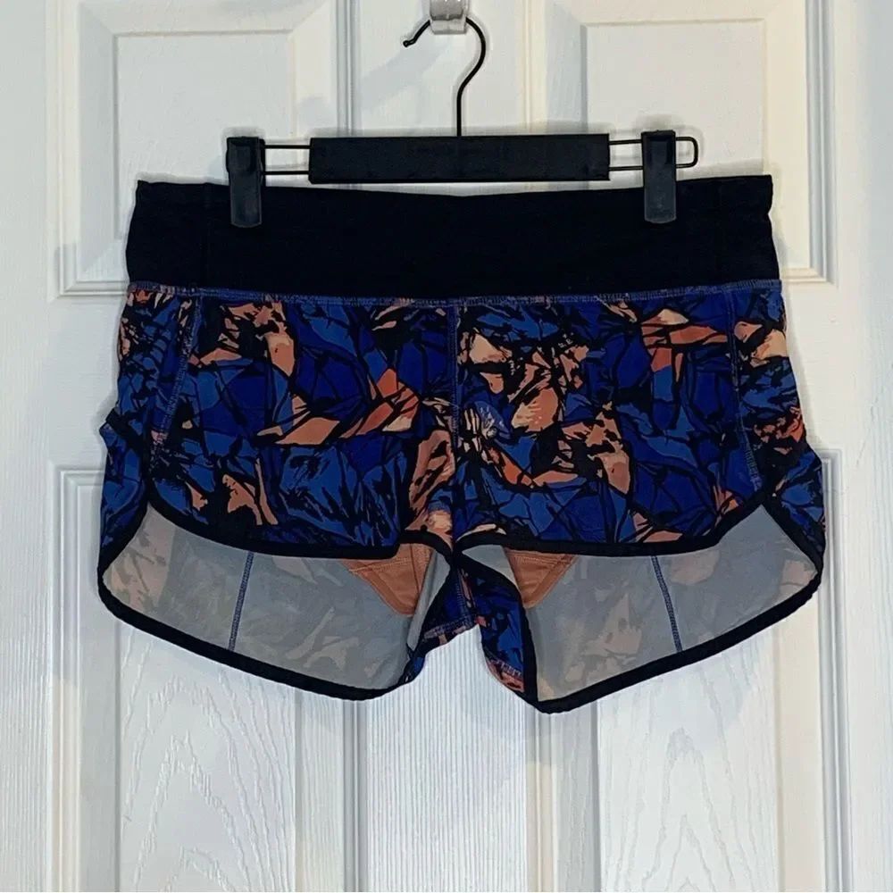 Lululemon Speed Short Paint Storm Harbor Blue Multi / Black Size 6